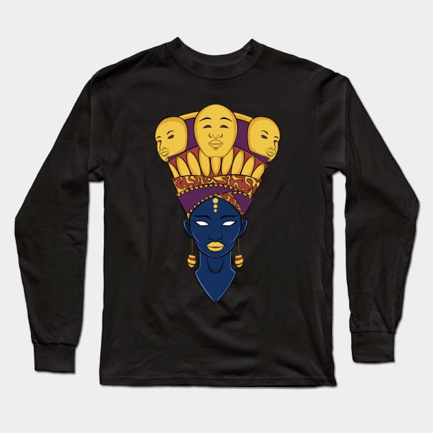 Cosmic Nubian Queen Long Sleeve T-Shirt by Davidcongo
